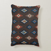 Bohoイカットアクセント自然枕 – コーラル付き茶色 アクセントクッション (裏面(縦))