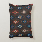 Bohoイカットアクセント自然枕 – コーラル付き茶色 アクセントクッション (正面(垂直))