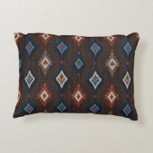 Bohoイカットアクセント自然枕 – コーラル付き茶色 アクセントクッション (裏面)