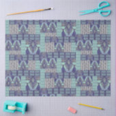 BOHOイカットヴィンテージラグ部族海軍ブルーデコパージュ 薄葉紙 (クラフト)