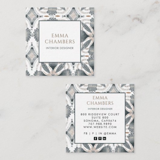 Bohoインテリアデザイ自然ナーミュート色抽象芸術 スクエア名刺 (正面/裏面)