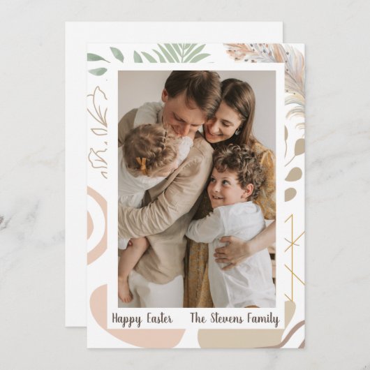 Bohoイースターカード、フラットフォト、印刷可能 シーズンカード (正面/裏面)