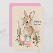 Bohoイースターバニー印刷可能カードお洒落- シーズンカード (正面/裏面)