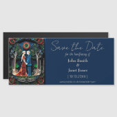 Bohoウェディング日付磁石を保存 マグネット招待状 (正面/裏面)