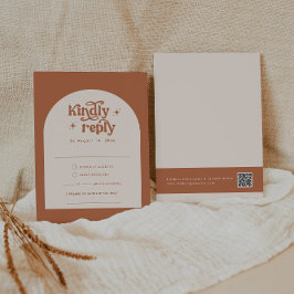 BohoウェディングRSVPカード エンクロージャーカード