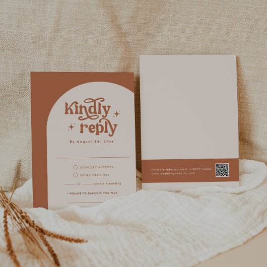 BohoウェディングRSVPカード エンクロージャーカード