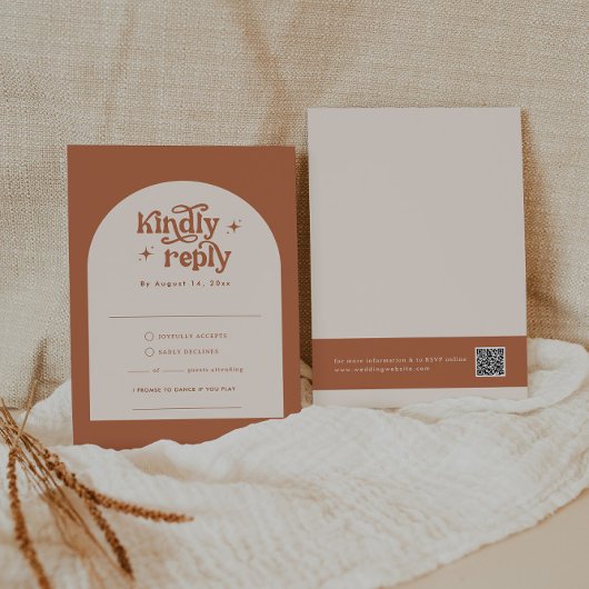 BohoウェディングRSVPカード エンクロージャーカード