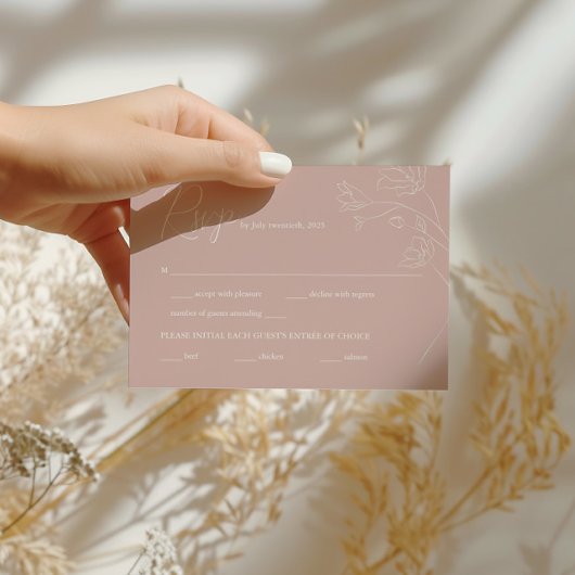 BohoウェディングRSVP | テラコッタ&ハンドドローフローラ 出欠カード