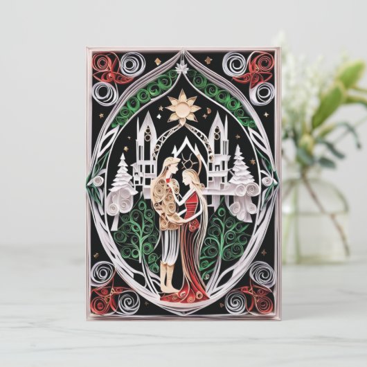 BohoウェディングRSVP 招待状 (スタンド正面)