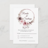 BohoウェデスペインのィングRSVPカード エンクロージャーカード (正面/裏面)