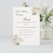 BohoウェデスペインのィングRSVPカード 出欠カード (スタンド正面)