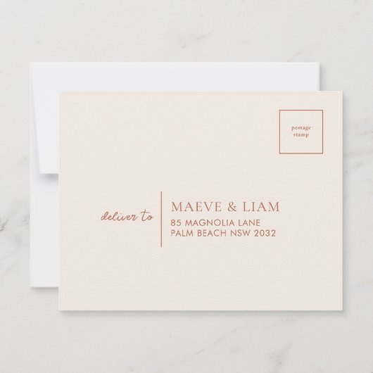 Bohoウェデ素朴ィングRSVPカードはがきエンクロージャ 出欠カード (裏面)