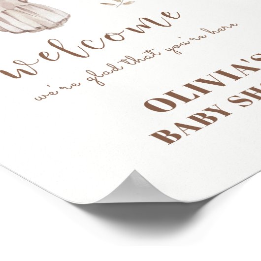 Bohoウェルカムサインガールコーディネート赤ちゃんシャワー ポスター (角)