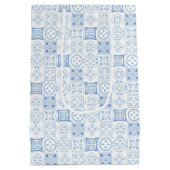 Bohoウェー縁どブレモンブルー結婚タイル歓迎 ミディアムペーパーバッグ (裏面)