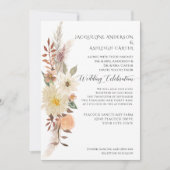 BOHOウォーエレガントトカラー秋フローラパンパスグラス 招待状 (正面)