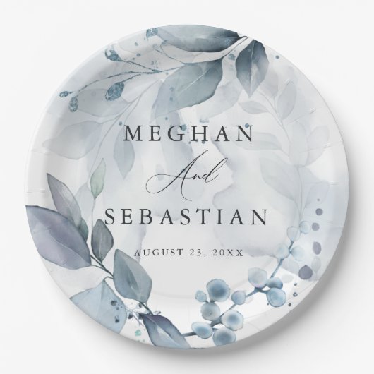 BOHOウォーターカラーウッドランドリーフ紙プレート ペーパープレート (正面)