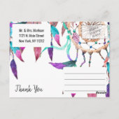 Bohoウォーターカラードリームキャッチャーバラ金ゴールドありがとう ポストカード (裏面)