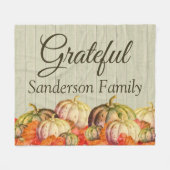 BOHOウォーターカラーパンプキン秋感謝祭パーティー フリースブランケット (正面(横))