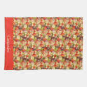 BOHOウォーターカラーパンプキン秋感謝祭 キッチンタオル (横)