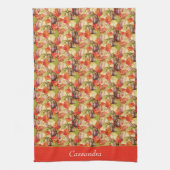 BOHOウォーターカラーパンプキン秋感謝祭 キッチンタオル (縦)