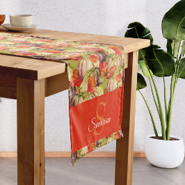 BOHOウォーターカラーパンプキン秋感謝祭 ショートテーブルランナー