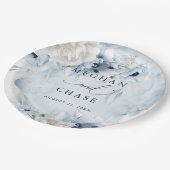 BOHOウォーターカラーブルーポピー紙プレート ペーパープレート (アングル)