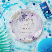 BOHOウォーターカラー薄紫ポピー ペーパープレート (パーティー)