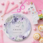 BOHOウォーターカラー薄紫ポピー ペーパープレート (パーティー)