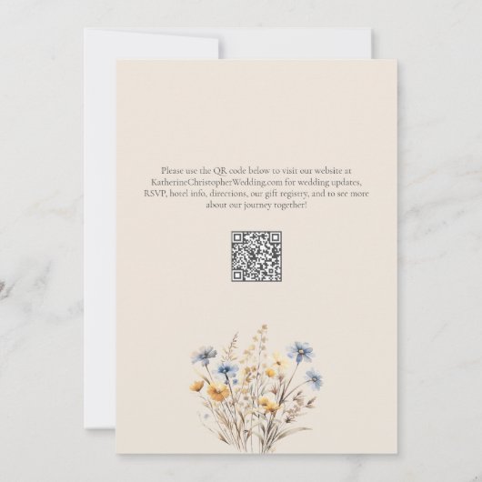 BOHOウォーター色ワイルドフラワーエレガントベージュ結婚ズ 招待状 (裏面)