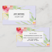 Bohoウオーターカラーフラワーオーバーラベンダー 名刺 (正面/裏面)