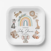 Bohoウッドランドジャングル動物ベビーシャワー ペーパープレート (正面)