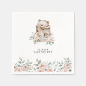 Bohoウッドランドベア&フローラベビーシャワー スタンダードカクテルナプキン (正面)