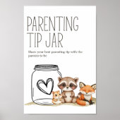 Bohoウッドランド赤ちゃんシャワー子育てチップ瓶サイン ポスター (正面)
