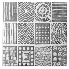 Bohoエスニックセラミックタイル – 白黒オーナメント タイル