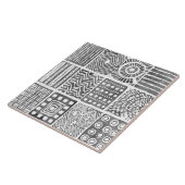 Bohoエスニックセラミックタイル – 白黒オーナメント タイル (側面)