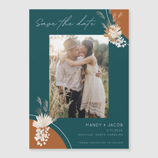 Bohoエメラルドフォトウェディング日付を保存 (正面)