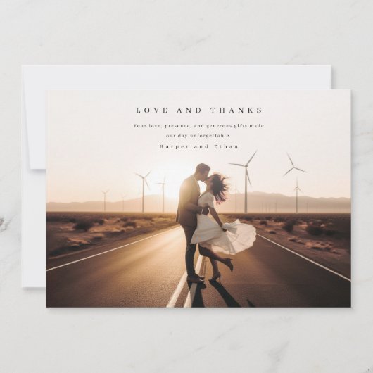 Bohoエレガモダンントウェディングフォトサンキューカード サンキューカード (正面)