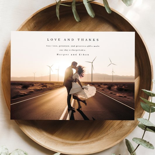 Bohoエレガモダンントウェディングフォトサンキューカード サンキューカード