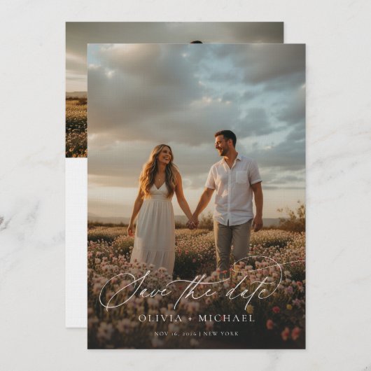 Bohoエレガントの写結婚真 セーブザデート (正面/裏面)