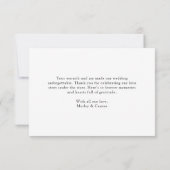 Bohoエレガントスクリプトブラック&ホワイト結婚ズ サンキューカード (裏面)