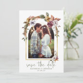 Bohoエレガントフローラアーチ写真Save the Date セーブザデート (スタンド正面)