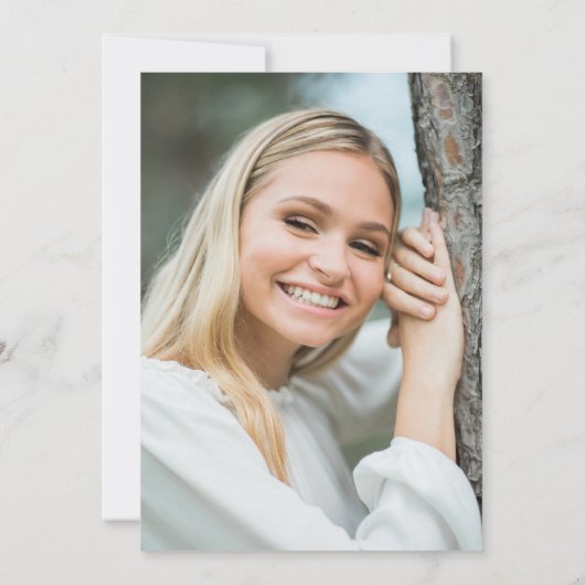 Bohoエレガントフローラ写真卒業 招待状 (裏面)