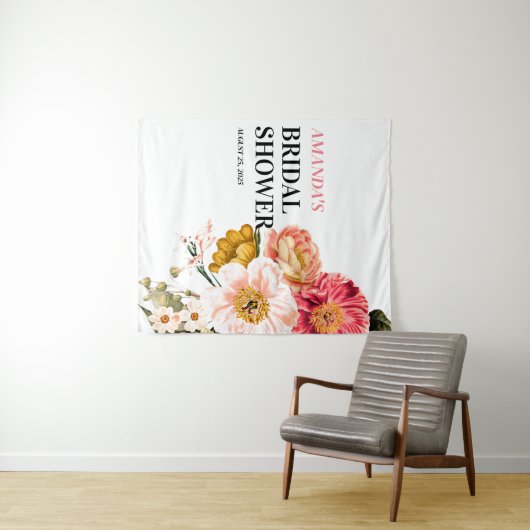 Bohoエレガントフローラ結婚の写真ブース背景 タペストリー (インサイチュ(横))