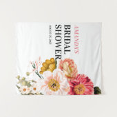 Bohoエレガントフローラ結婚の写真ブース背景 タペストリー (正面(横))