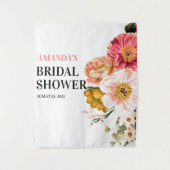 Bohoエレガントフローラ結婚の写真ブース背景 タペストリー (正面)