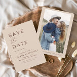 Bohoエレガント日付写真ミニマリストを保存 セーブザデート<br><div class="desc">Boho Terracotta結婚正面に写真のある日付カードを保存する。Save the Dateカードには手で書いたモダン草書タイポグラフィが含まれエレガント、シンプルとミニマルモダンムな結婚式の日のお祝いの後に使用すシンプルる。</div>