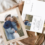 Bohoエレガント日付写真ミニマリストを保存 案内ポストカード<br><div class="desc">Boho Terracotta結婚正面に写真のある日付カードを保存する。Save the Dateカードには手で書いたモダン草書タイポグラフィが含まれエレガント、シンプルとミニマルモダンムな結婚式の日のお祝いの後に使用すシンプルる。</div>