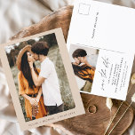 Bohoエレガント日付写真ミニマリストを保存 案内ポストカード<br><div class="desc">Boho Terracotta結婚正面に写真のある日付カードを保存する。Save the Dateカードには手で書いたモダン草書タイポグラフィが含まれエレガント、シンプルとミニマルモダンムな結婚式の日のお祝いの後に使用すシンプルる。</div>
