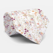 Bohoエレガント水彩花蝶ホワイト ネクタイ (ロール)