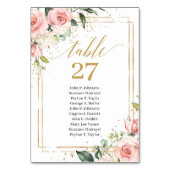 bohoエレガント赤面ピンクテーブル番号(名前あり) テーブルナンバー (裏面)